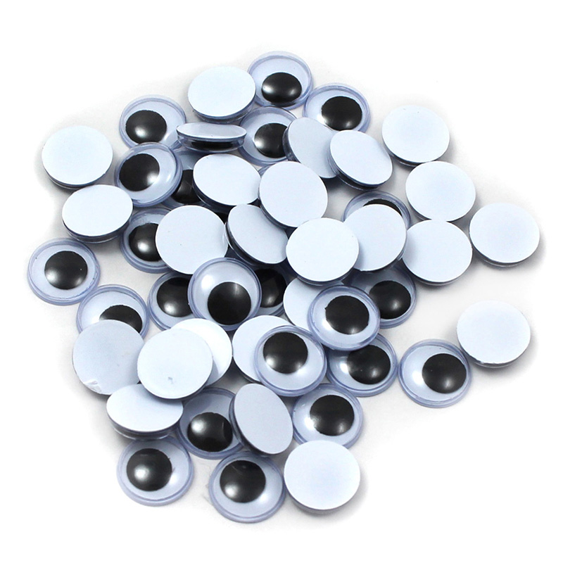 Wiggle Eyes, Round, 12mm, Black, 50 Per Pack, 12 Packs