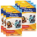 Pom Pon Animal Kit, Lion & Elephant, Assorted Sizes, 2 Animals Per Kit, 6 Kits