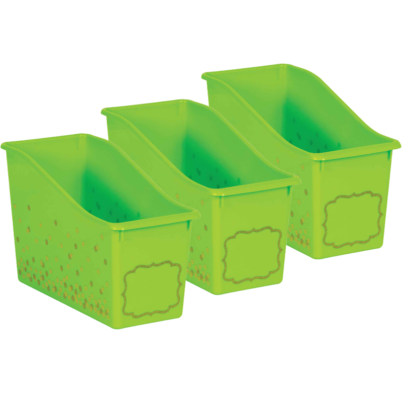 Lime Confetti Plastic Book Bin, Pack of 3