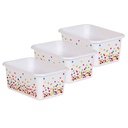 Confetti Small Plastic Storage Bin, Pack of 3