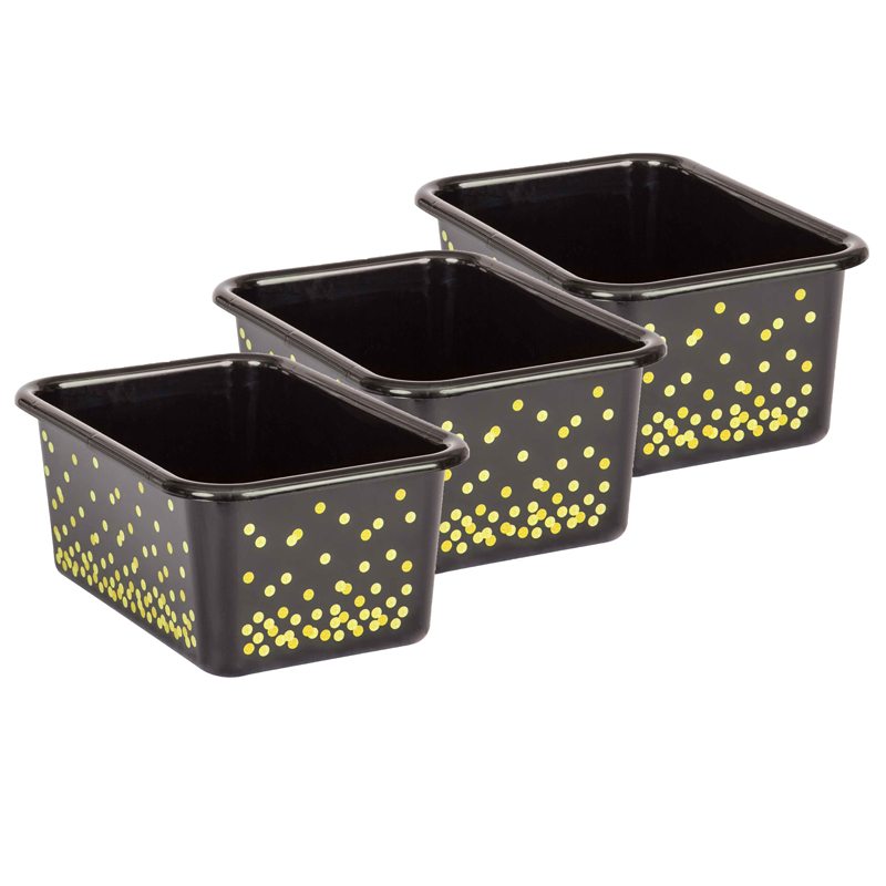 Black Confetti Small Plastic Storage Bin, Pack of 3