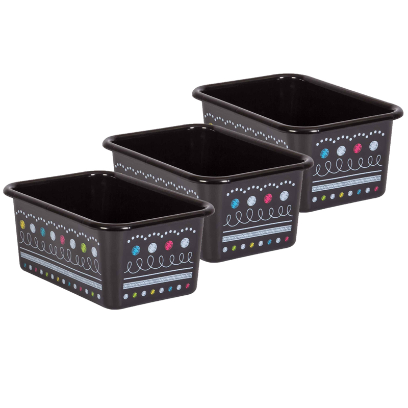 Chalkboard Brights Small Plastic Storage Bin, Pack of 3