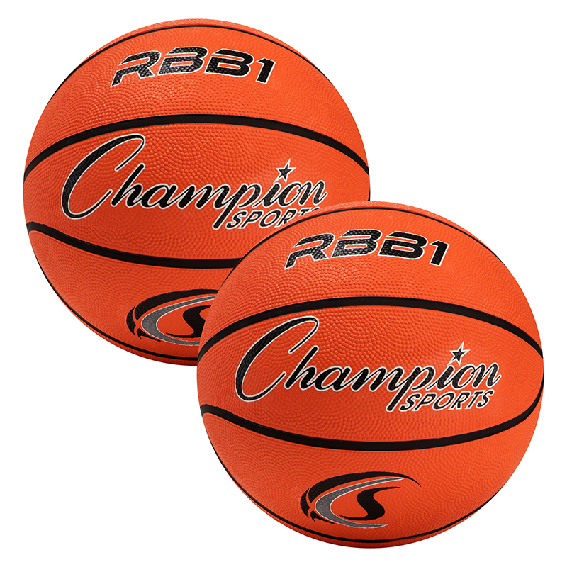 Offical Size Rubber Basketball, Orange, Pack of 2