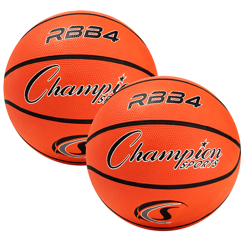 Intermediate Rubber Basketball, Size 6, Orange, Pack of 2