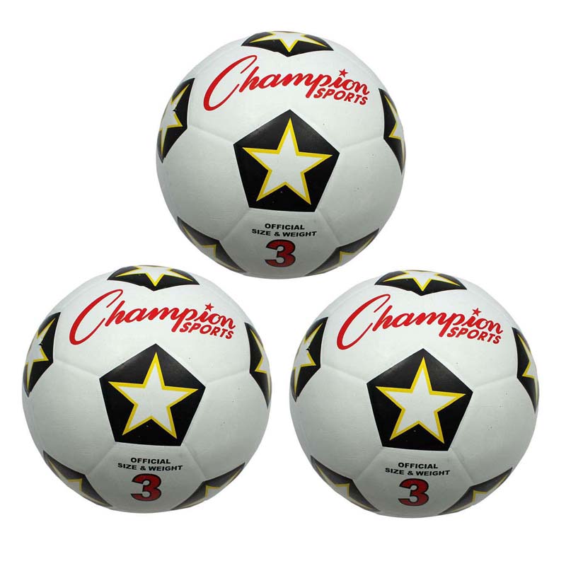 Rubber Soccer Ball, Size 3, Pack of 3