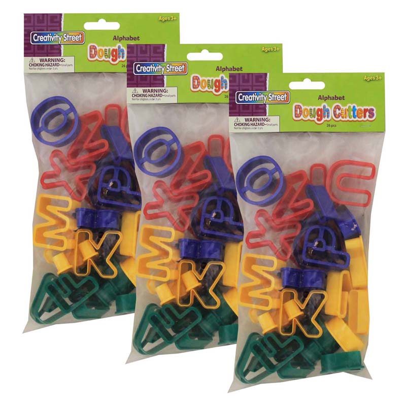 Dough & Clay Cutter Set, Capital Letters, 1-9/16", 26 Pieces Per Pack, 3 Packs