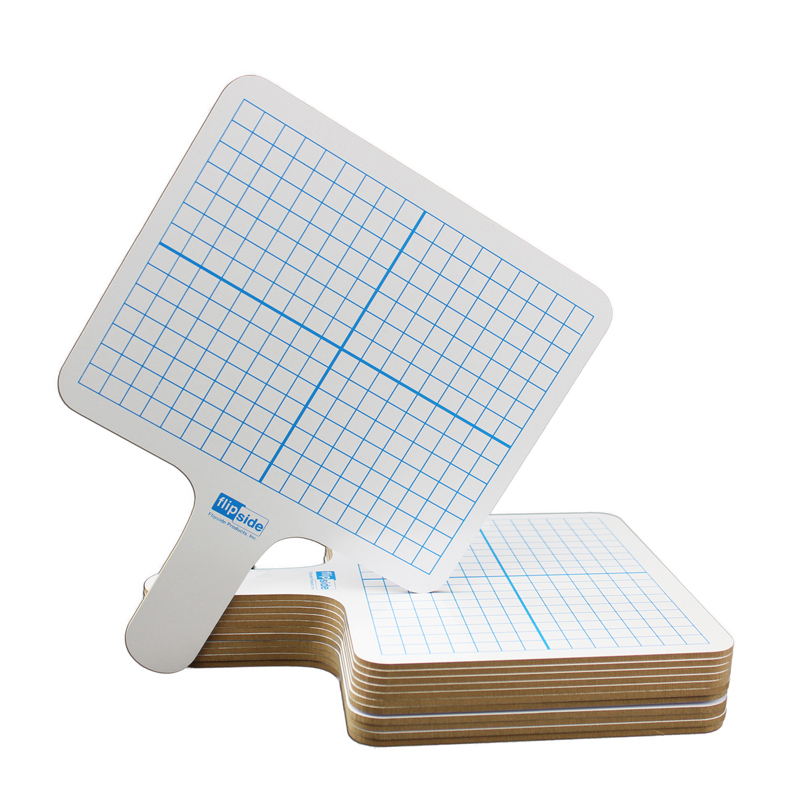 Two-Sided (3/8" Graph/Blank) Rectangular Dry Erase Graphing Paddles, Class Pack of 12