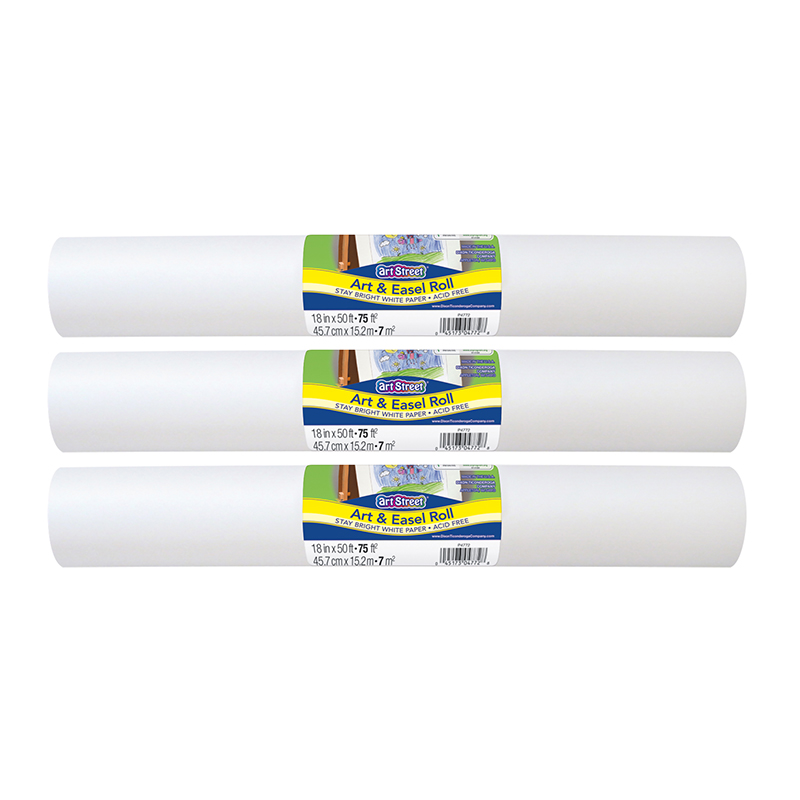 Art & Easel Roll, White, 18" x 50', 3 Rolls