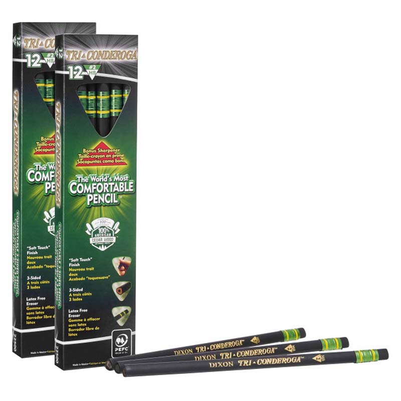 Tri-Conderoga™ 3-Sided Pencils with Sharpener, 12 Per Pack, 2 Packs