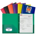 Two-Pocket Heavyweight Poly Portfolio Folder with Prongs, Assorted Primary Colors, Pack of 36