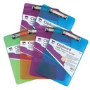 Plastic Clipboard, Letter, Assorted Colors, Pack of 6