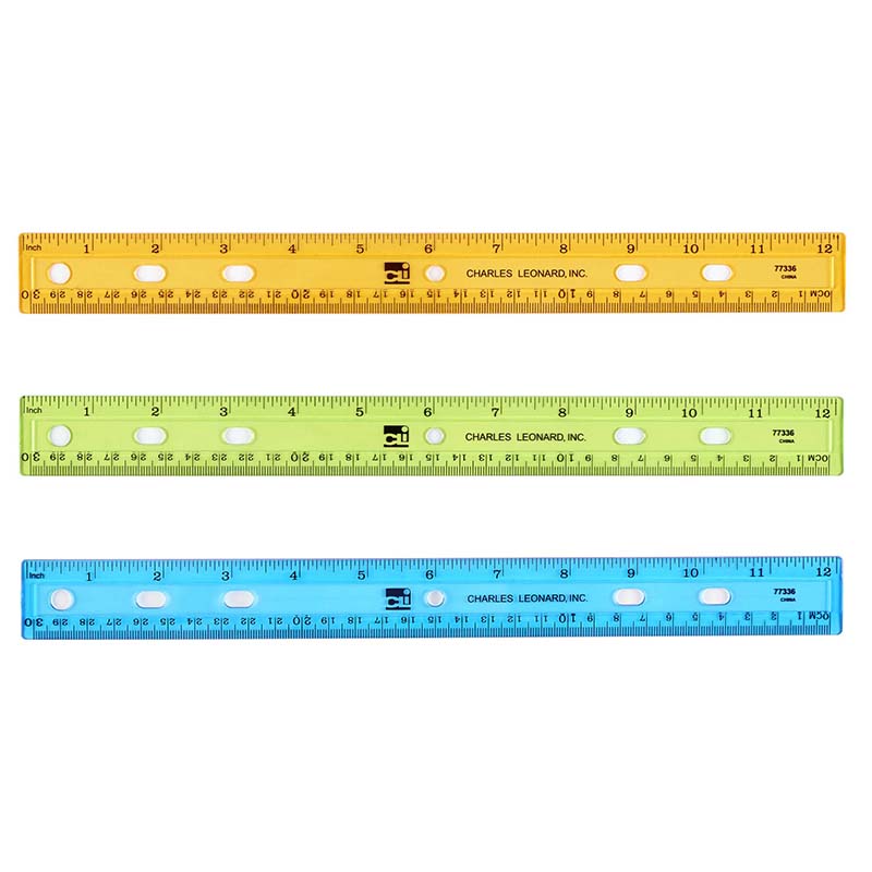 Plastic Ruler, 12", Translucent, Assorted Colors, Pack of 48