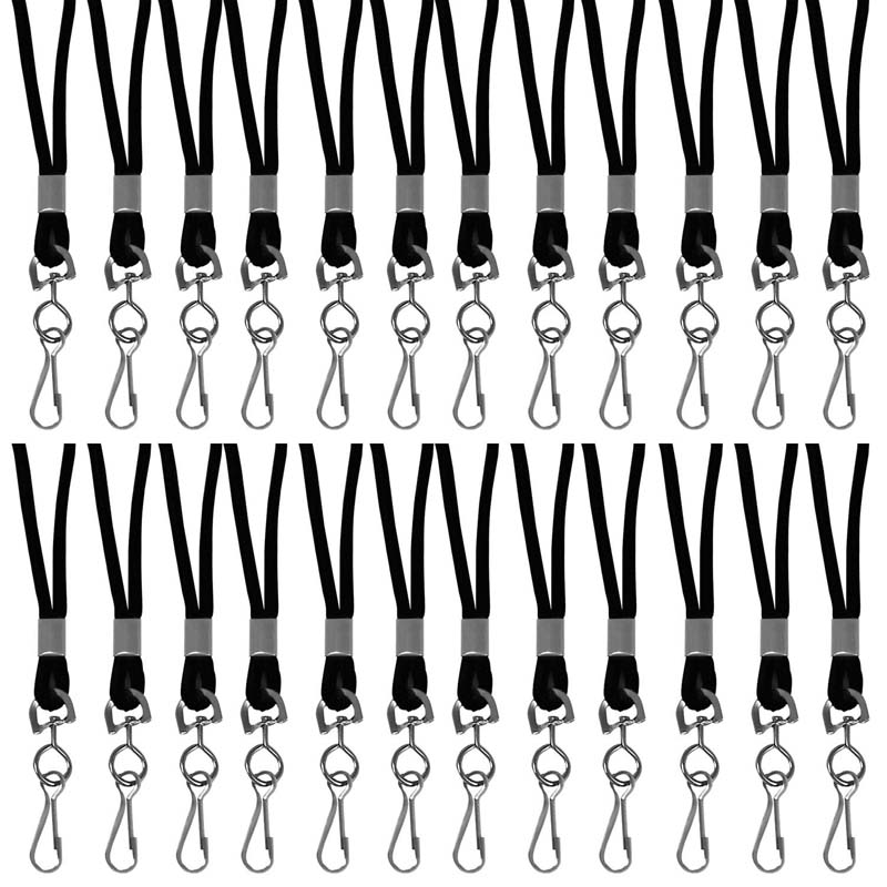 Standard Lanyard, Black, Swivel Hook, Pack of 24