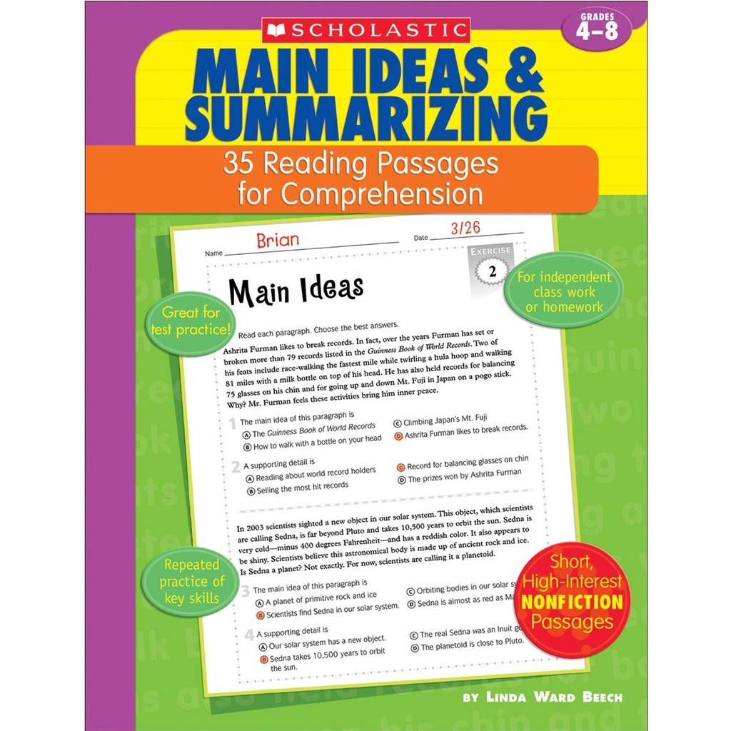 35 Reading Passages for Comprehension: Main Ideas & Summarizing