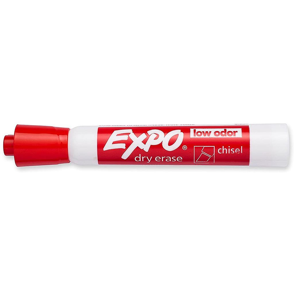 Low-Odor Dry Erase Markers, Chisel Tip, Red, Box of 12