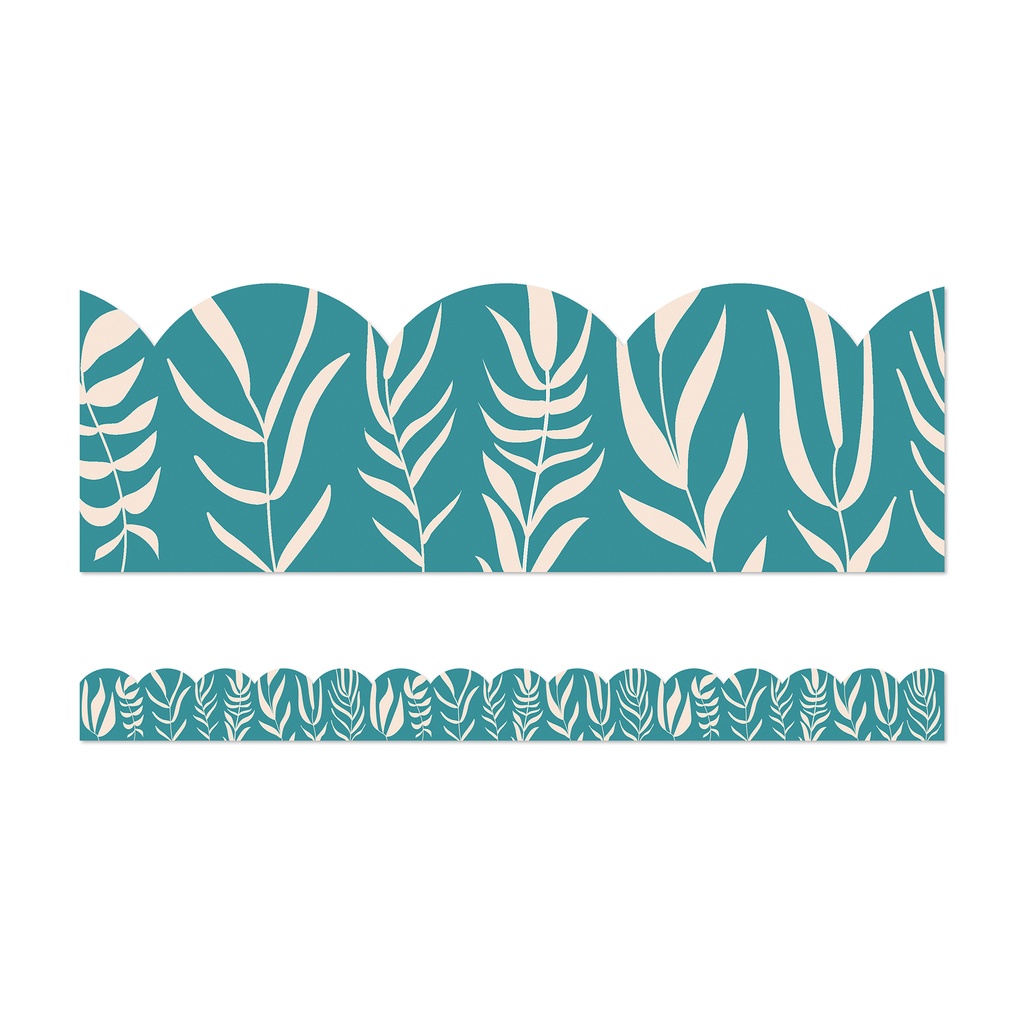 True to You Teal with Leaves Scalloped Bulletin Board Borders