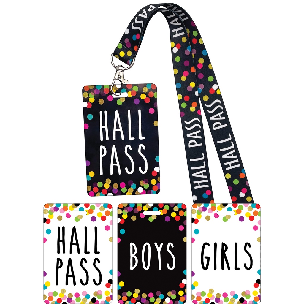 Confetti Hall Pass Lanyards Set