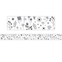 Black and White Floral Straight Border Trim