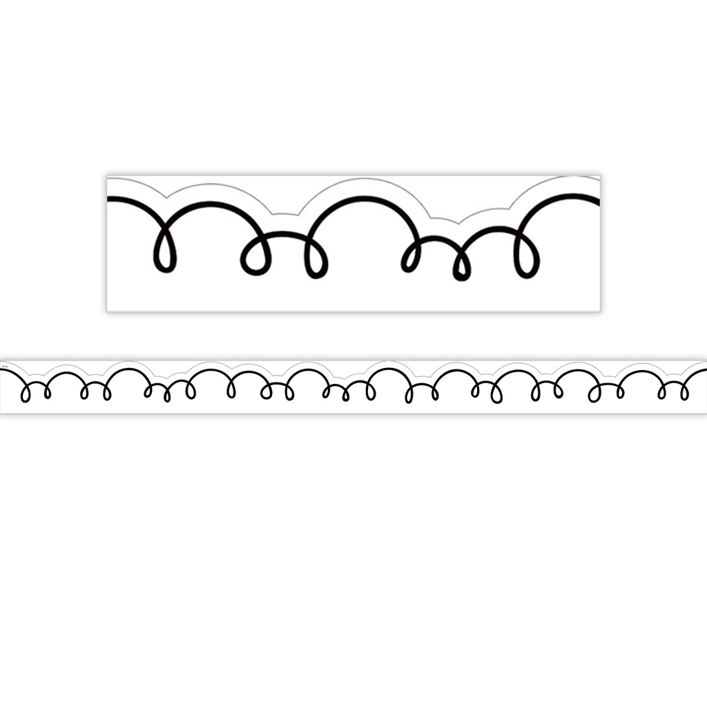 White with Black Squiggles DieCut Border Trim