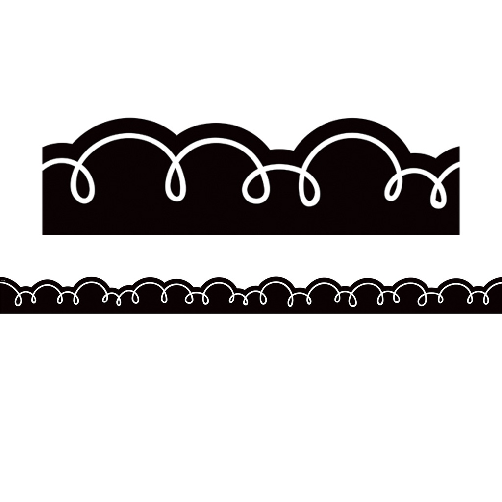 Black with White Squiggles DieCut Border Trim