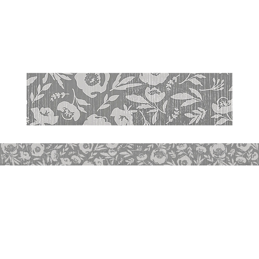 Classroom Cottage Gray Floral Straight Border Trim