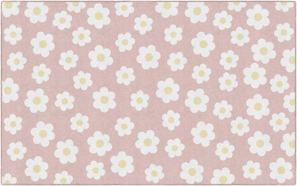 Schoolgirl Style Retro Daisies On Pink Rectangle Rug