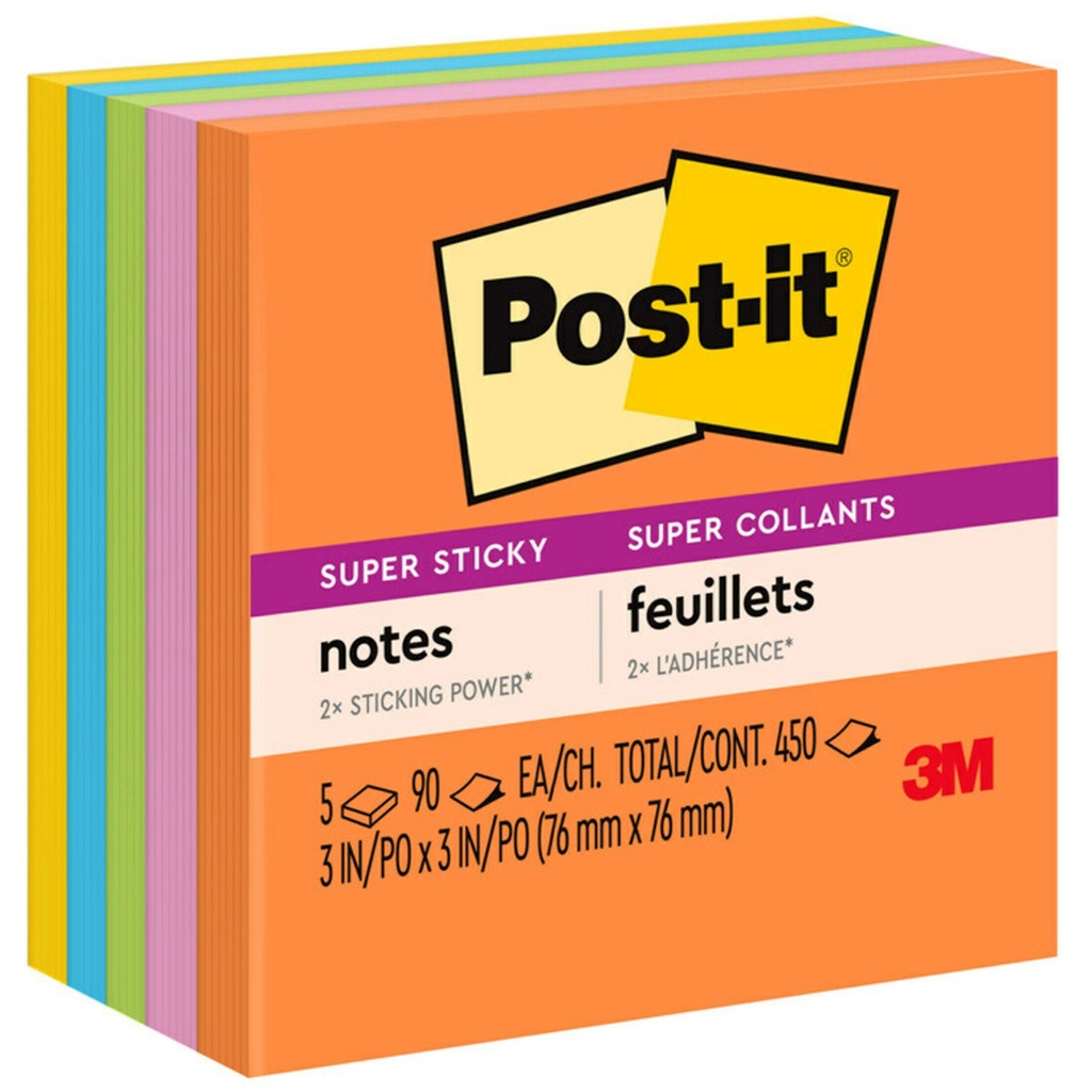 5ct 3x3 Plain Post it Super Sticky Notes