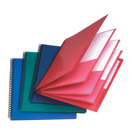 8 Pocket Poly Spiral Pocket Folder           Each