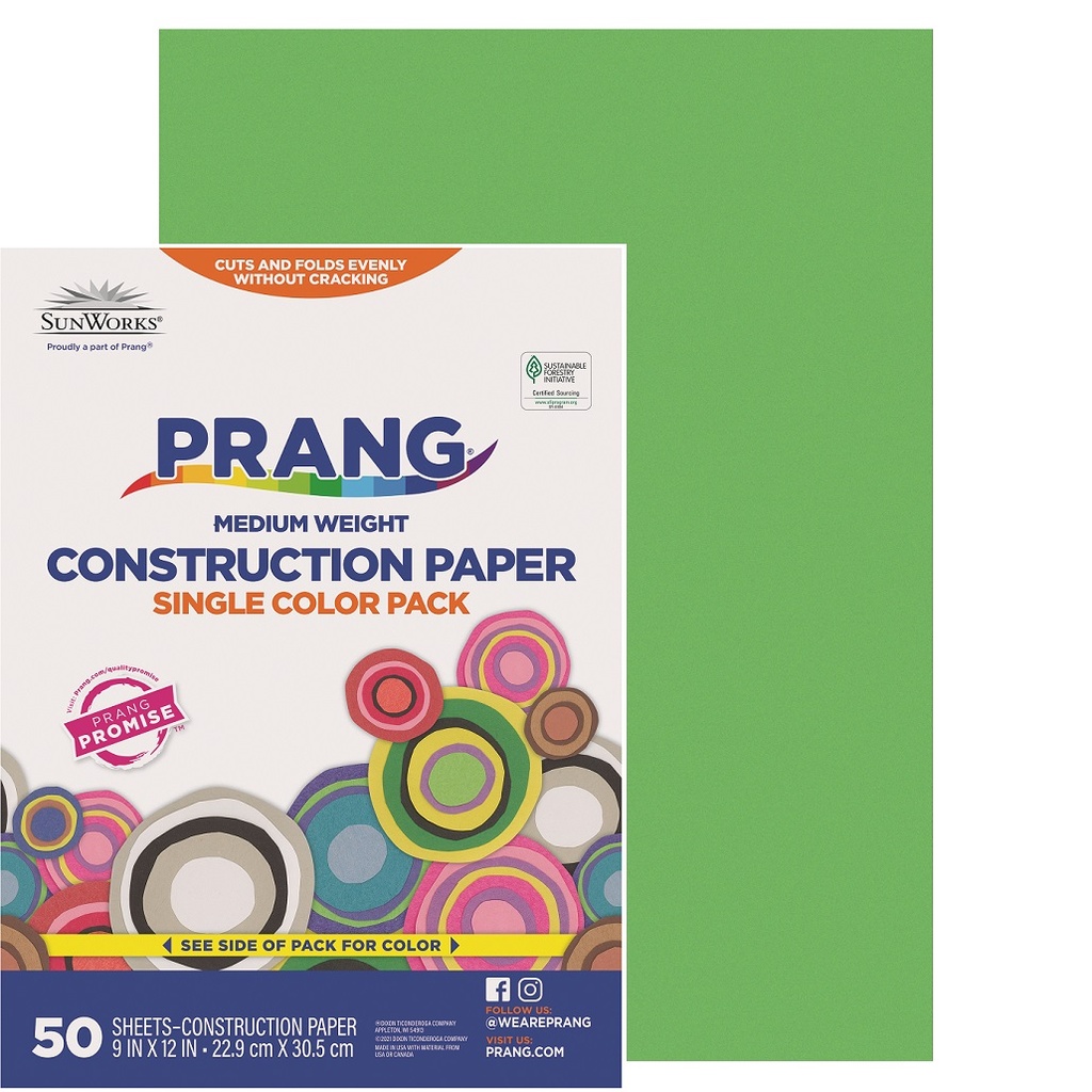 9x12 Bright Green Sunworks Construction Paper 50ct Pack