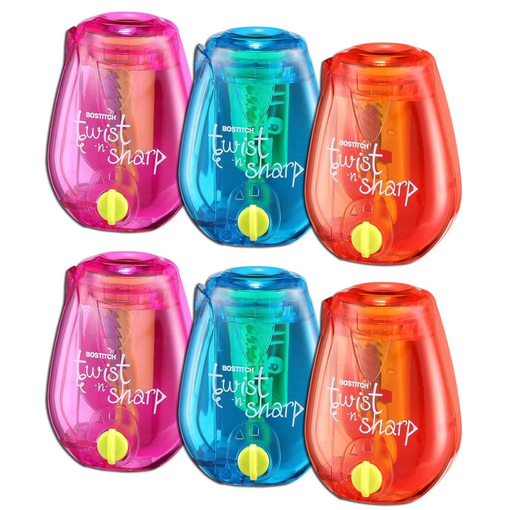 Twist-n-Sharp™ Kids Pencil Sharpener, Assorted Colors, Pack of 6