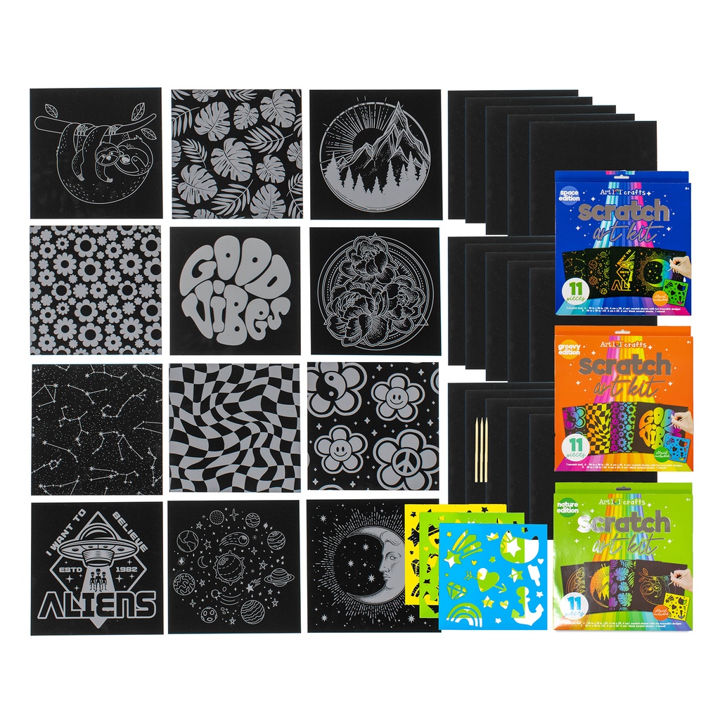 Scratch Art Kit 3-Pack