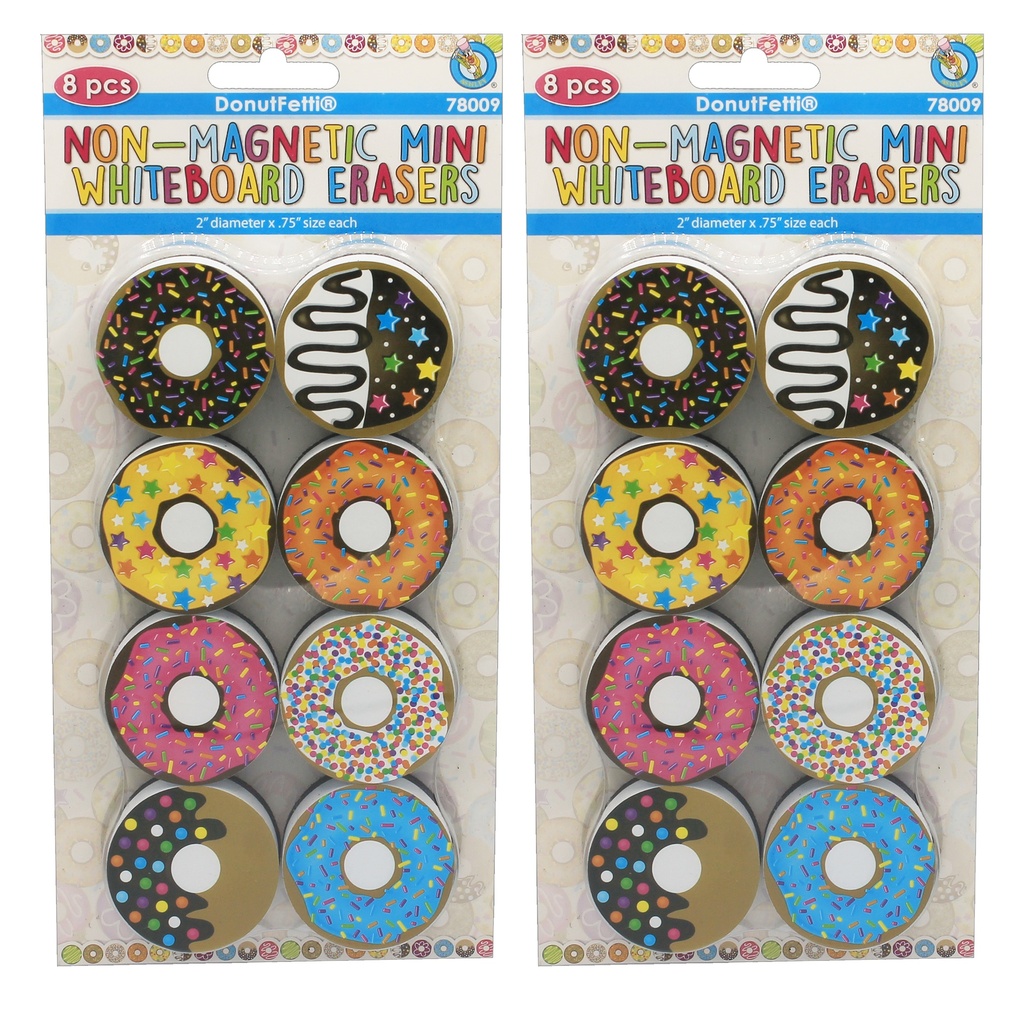 DonutFetti® Non-Magnetic Mini Whiteboard Erasers 16ct