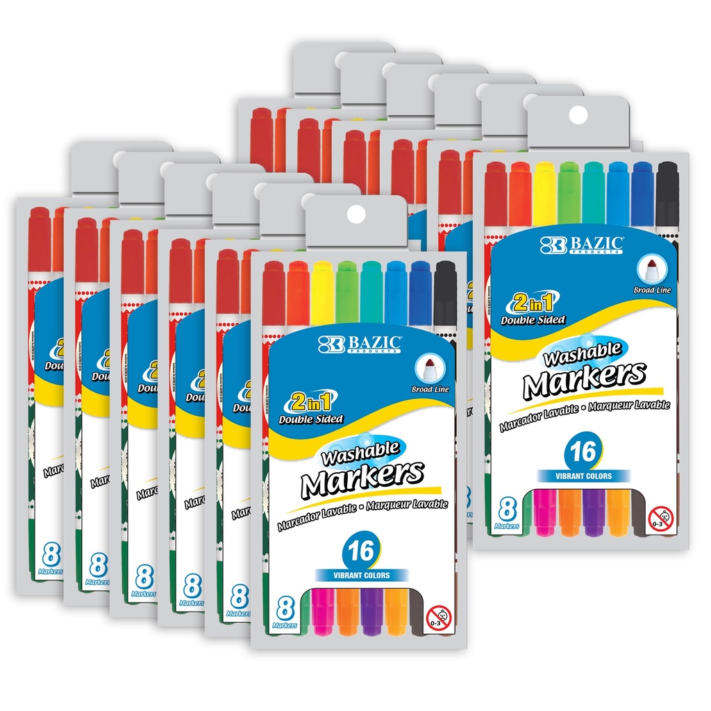 96 Double-Tip Washable Markers in 16 Colors