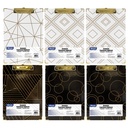 Assorted Geometric Standard Clipboards w/Gold Low Profile Clip Set of 6