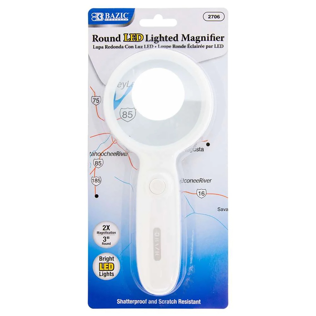 3" Round 2x LED Lighted Magnifier