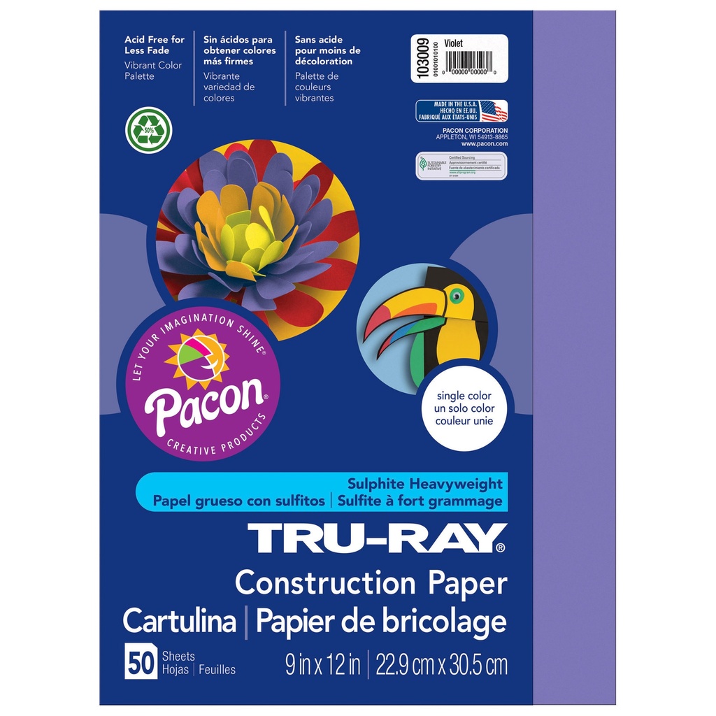 9x12 Violet Tru-Ray Construction Paper 50ct Pack