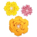 Orange, Yellow, Pink Flowers Dimensional Accents 3ct