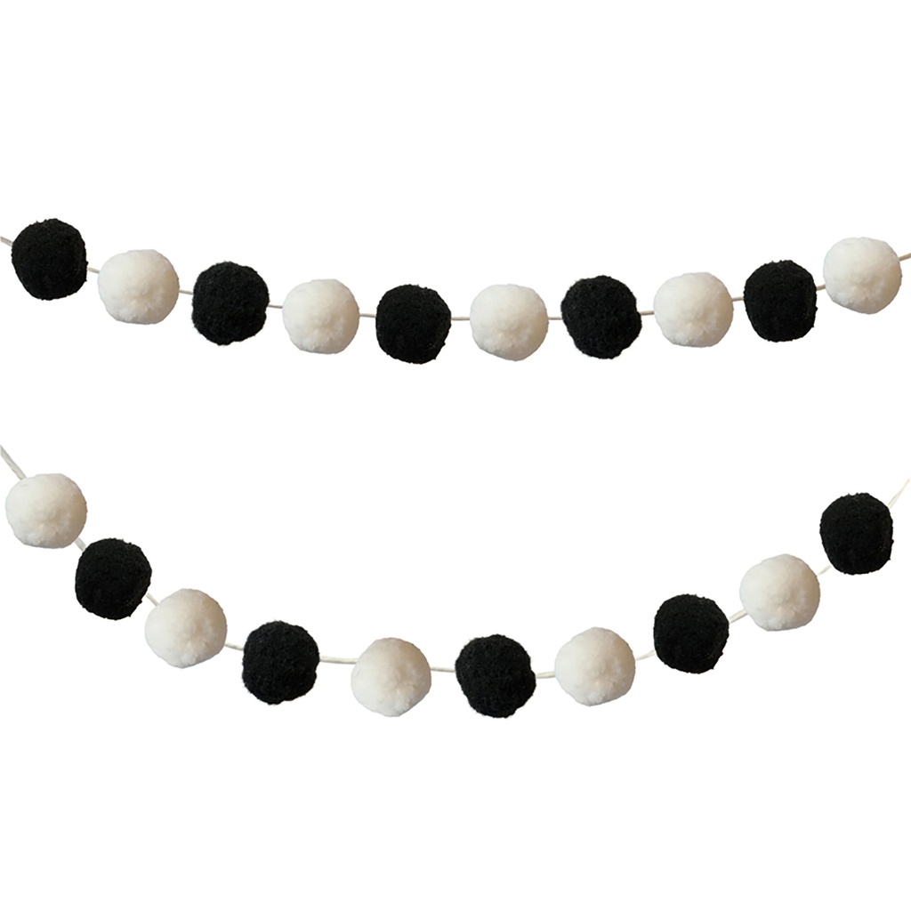 Black & White Pom-Pom 12' Garlands 2ct