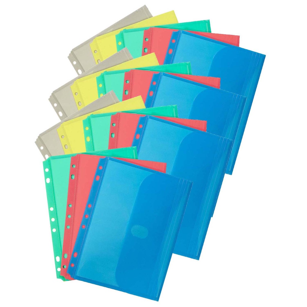 Assorted Side Loading Mini Size Binder Pockets 18ct