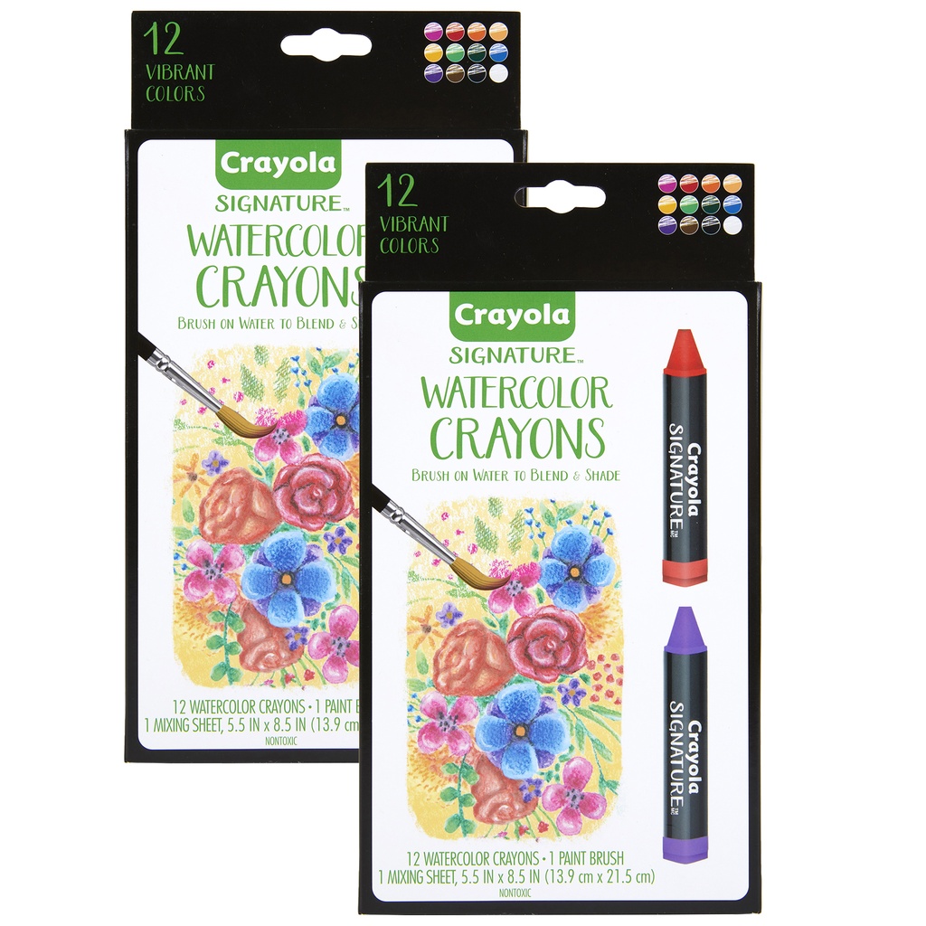 12 Color Signature Watercolor Crayons 2ct