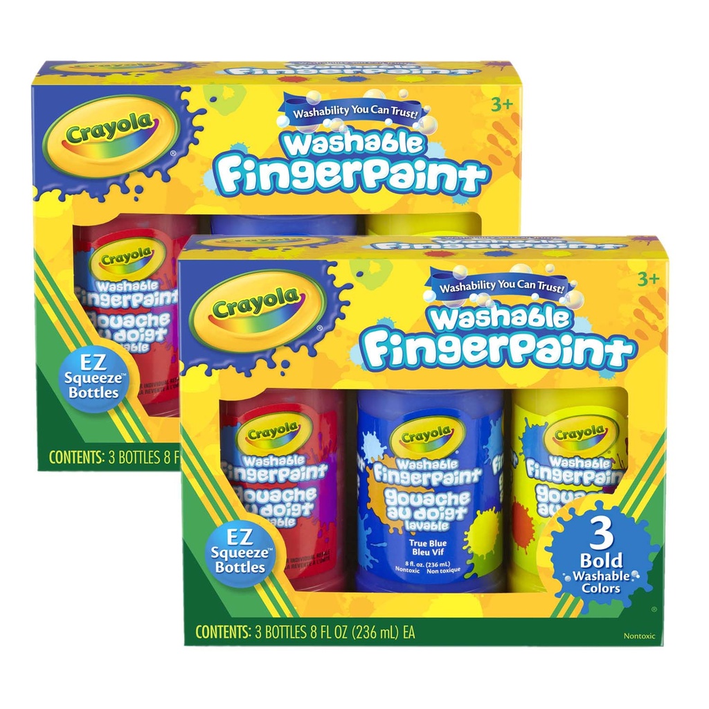 3 Bold Colors Washable Fingerpaints 2ct