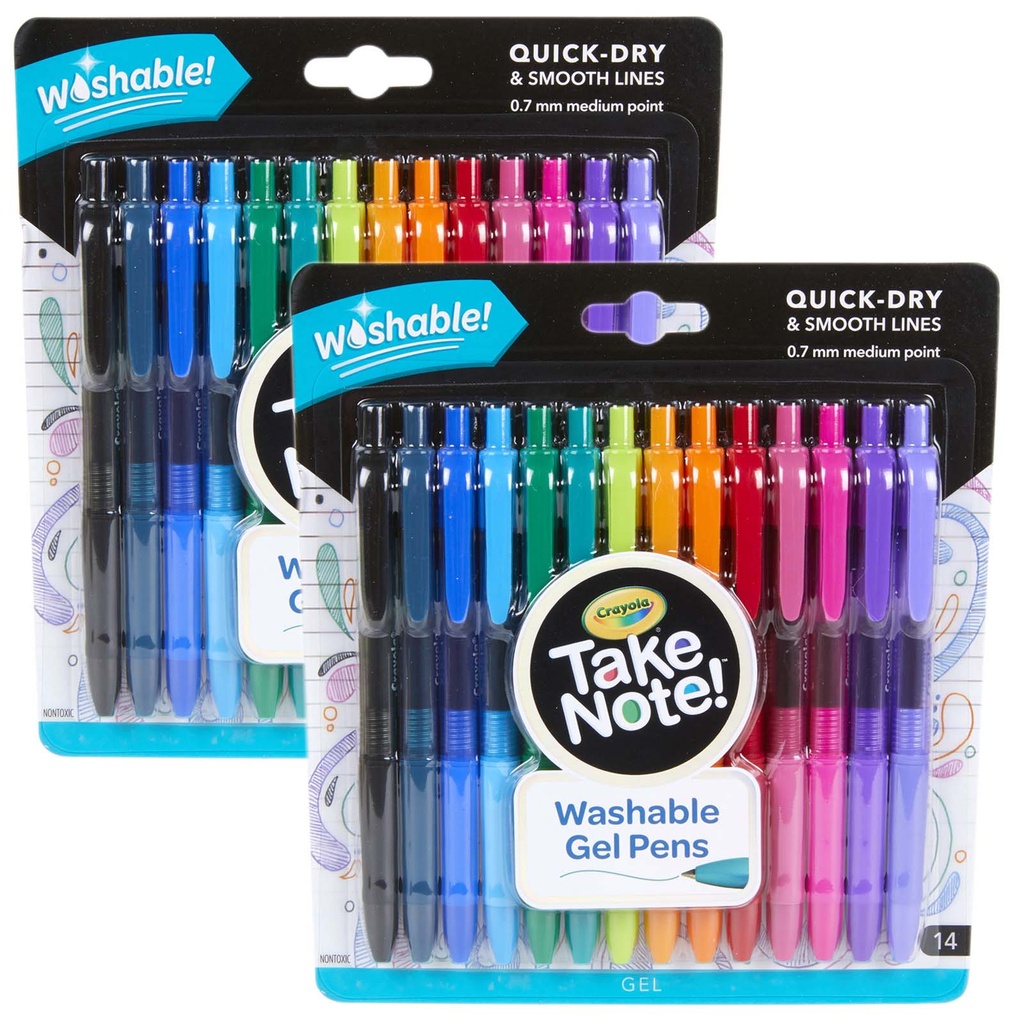 14 Color Take Note! Washable Gel Pens 2ct