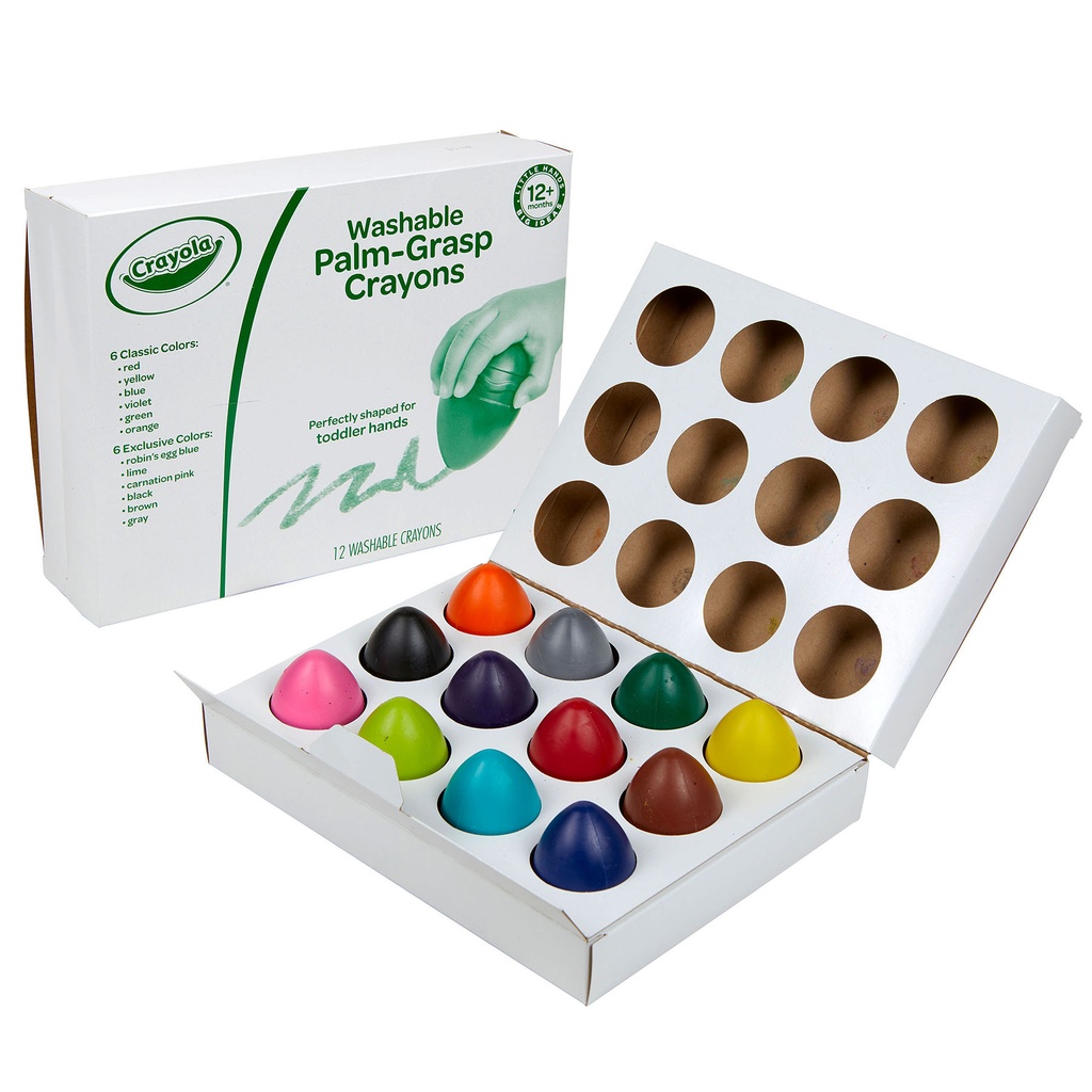 Washable Palm-Grasp Crayons 12 Colors