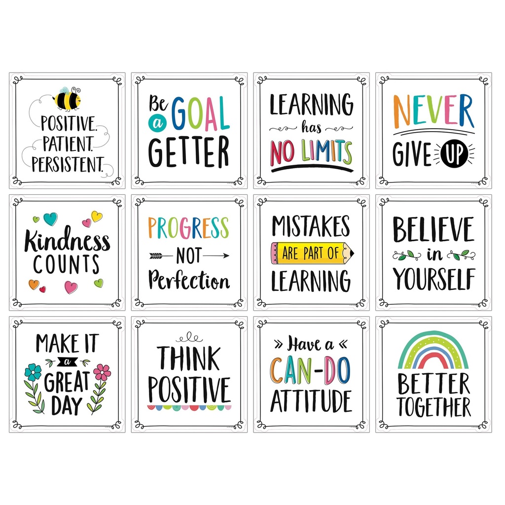 Positive Mindset 10" Designer Cut-Outs, Pack of 12