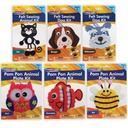 Felt & Pom Pon Animal Craft Kits: Schnauzer, Beagle, Cat, Bee, Clownfish & Owl