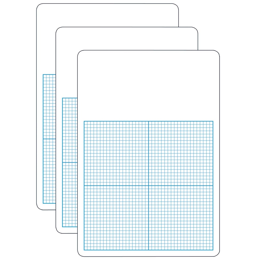 11" x 16" 0.25" Graph Dry Erase Boards Pack of 3