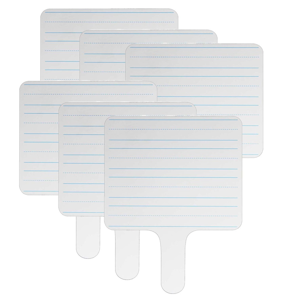 Two-sided Lined/Blank 7.75" x 10" Rectangular Dry Erase Writing Paddles Pack of 6