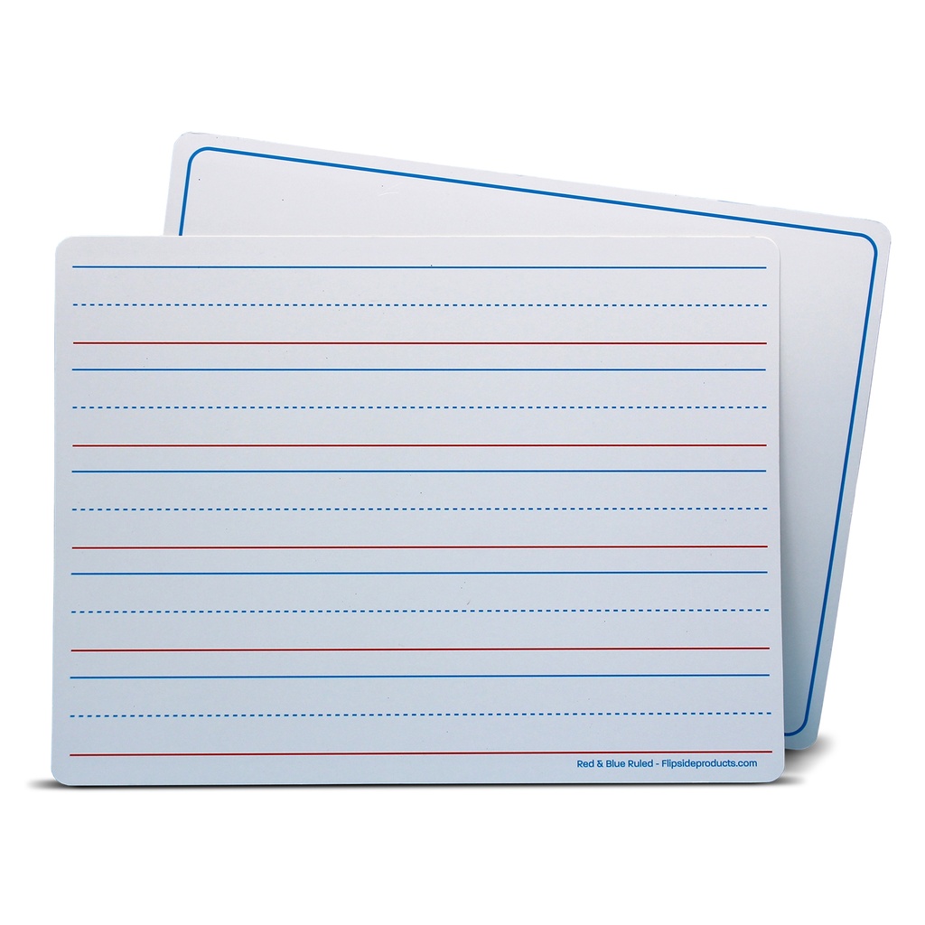 Two-Sided Red & Blue Ruled/Plain 9" x 12" Dry Erase Learning Mats Pack of 12