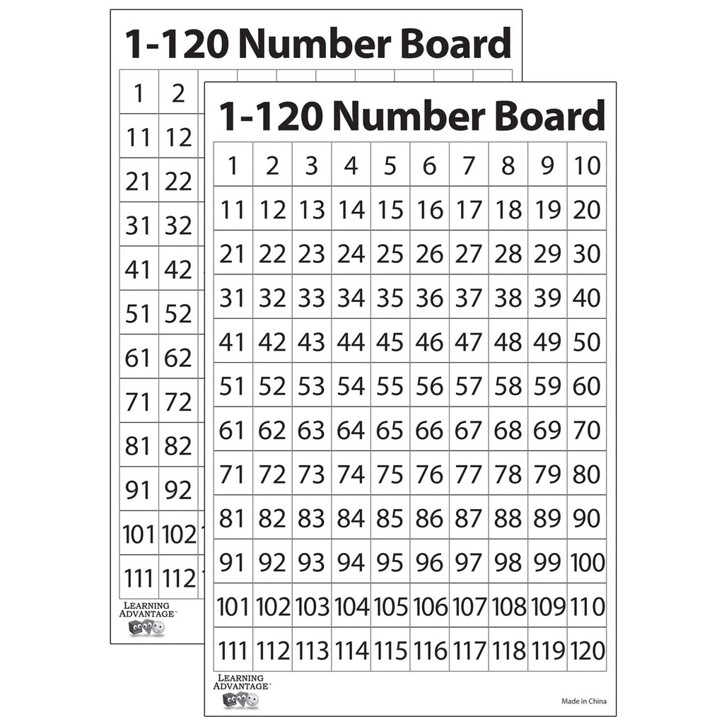 1-120 Number Dry Erase Boards 20ct