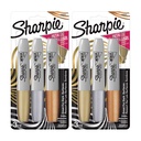 6 Metallic Chisel Tip Permanent Markers in Assorted 3 Colors